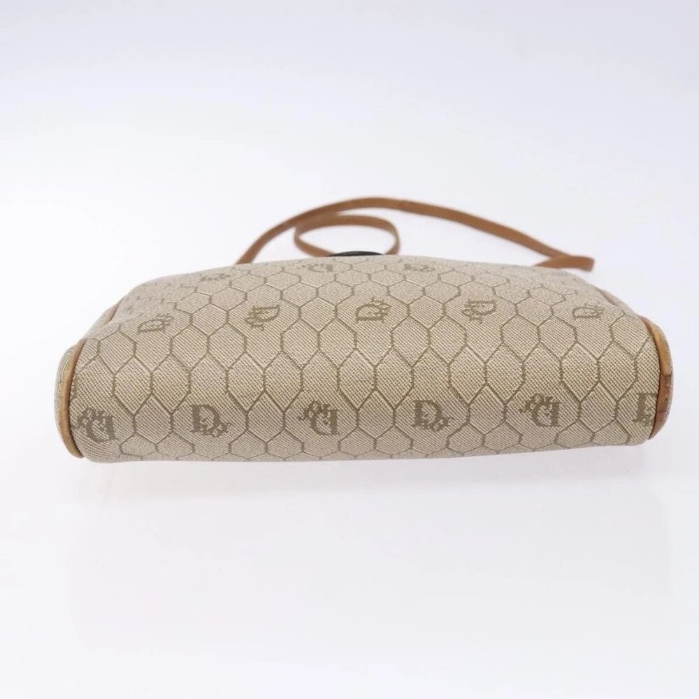 Christian Dior Honeycomb Canvas Shoulder Bag PVC Beige Gold Auth BA5167 - Picture 6 of 16
